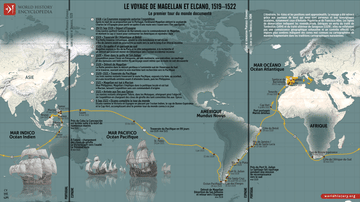 Carte du voyage de Magellan et d'Elcano, 1519-1522