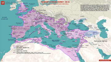 Map of Hadrian’s African Journey, 128 CE