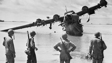 Wrecked Japanese Plane, Makin Atoll, 1943