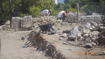 Excavations at side of Roman bath