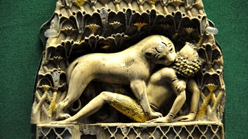 Lioness Devouring a Boy, Phoenician Ivory Panel