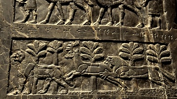The Black Obelisk of Shalmaneser III, side A, 4th register