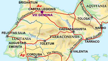 Map of the Iberian Penninsula in 125 AD