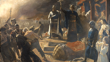 Bishop Absalon topples the god Svantevit at Arkona