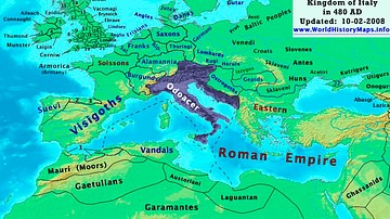 Map of Odoacer's Italy in 480 CE