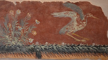 Roman fresco with flowers and birds