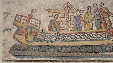 Roman Mosaic Showing the Transport of an Elephant