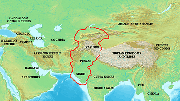 Extent of the White Huns' Influence c. 500 CE