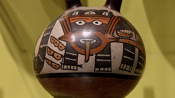 Nazca Vessel with Spotted Cat Design