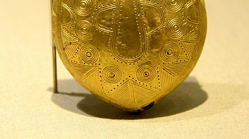 Gold Foil-covered Lead Bulla from Bog of Allen