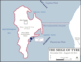 El asedio de Alejandro a Tiro, 332 a.C.