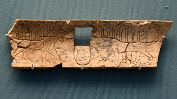 Nimrud Ivory Panel of Two Lionesses