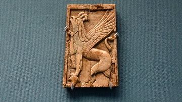 Nimrud Ivory Panel of a Winged Animal