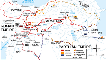 Map Roman-Parthian War, 58-60 CE