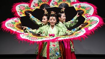 Traditional Korean Dance Group Using Fans