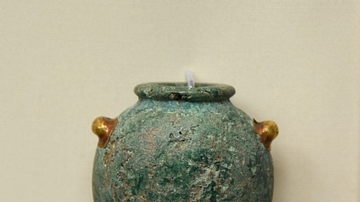 Malachite Jar with Gold Handles