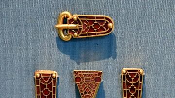 Gold Buckle and Strap Fittings from Sutton Hoo