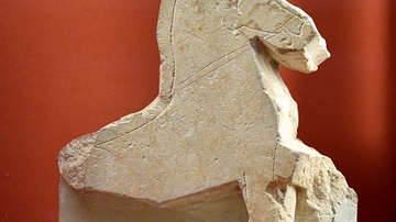 Part of an Unfinished Horse in Limestone