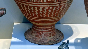 Etruscan Red on White Pottery Vessel