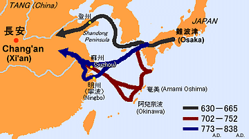 Sea Routes from Ancient Japan to China
