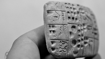 Side View, Illegally Excavated Mesopotamian Clay Tablet
