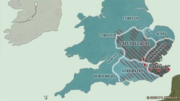 Map of the British Isles in 54 BC