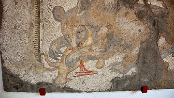 Bear Hunting a Lamb, Byzantine Mosaic