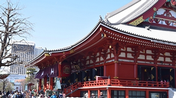 View of Main Hall at Tokyo's Sensoji Temple