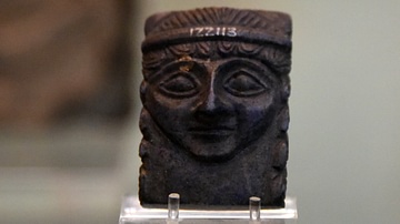 Lapis Lazuli Plaque in the Shape of a Woman's Face