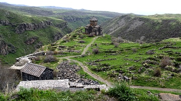 View of Vahramashen Church and Ruined Bathhouses