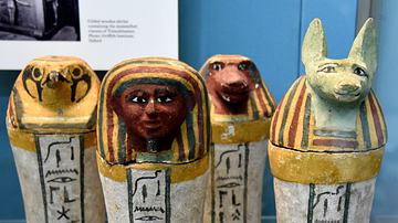 Painted Wooden Canopic Jars