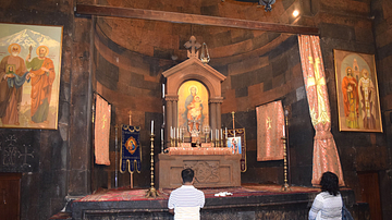 Interior of St. Astvatsatsin Church at Armenia's Khor Virap Monastery