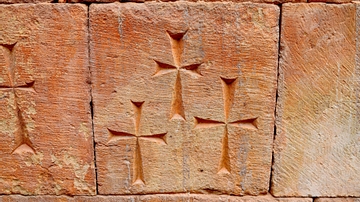 Crosses inside Surb Karapet Church in Armenia