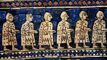 Detail of the War Scene of the Standard of Ur Showing Sumerian Warriors