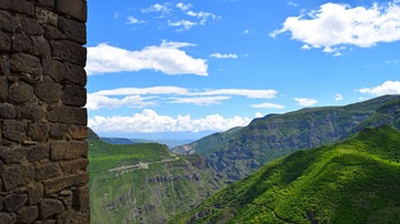 Mountain View from inside Armenia's Tatev Monastery