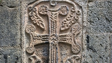 Khachkar in the Wall at Arates Monastery in Armenia