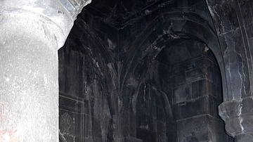 Interior of Geghard Monastery in Armenia