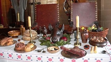 La comida en un castillo medieval inglés