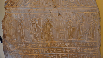 thumbnail image 2 of Vintage Reproduction Ancient Egyptian Stela - God Osiris & Anubis Stone Plaque, Multi-Color 2 of 5