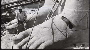 Worker on Colossal Foot, Abu Simbel