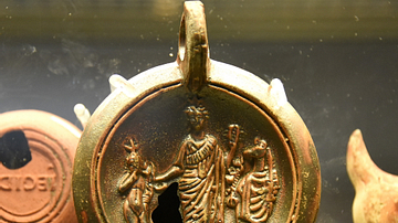 Lamp Showing Isis, Harpocrates, and Anubis