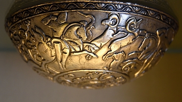 Silver Bowl Decorated with Figure Scenes from Pakistan