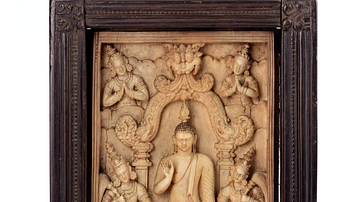 Ivory Panel Showing Buddha Shakyamuni