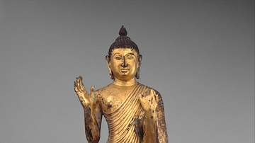 Standing Gilded Copper Buddha