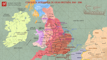 Mapa de la conquista normanda de Gran Bretaña, 1066 - 1086