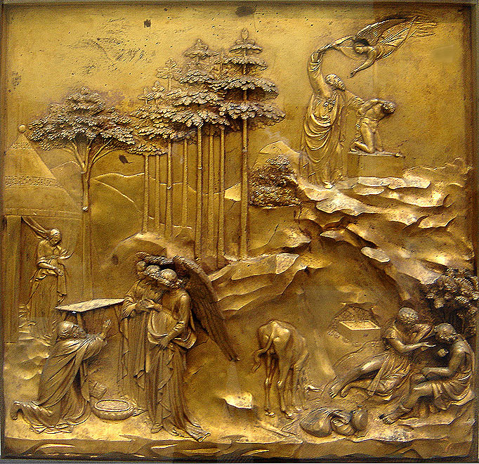 The Angels before Abraham & Sacrifice of Isaac by Ghiberti - World
