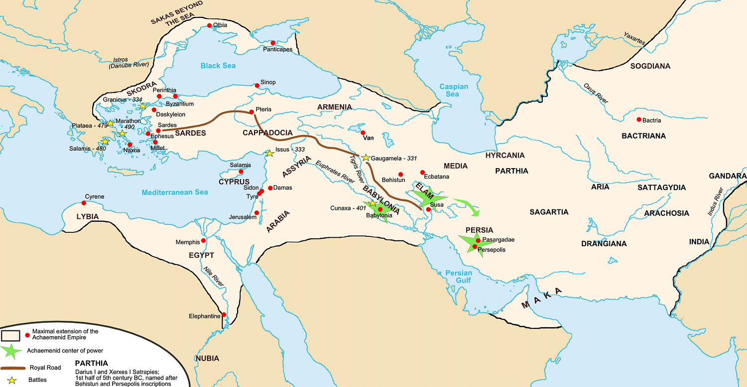 The Achaemenid Empire at it's greatest extent. : r/mapping