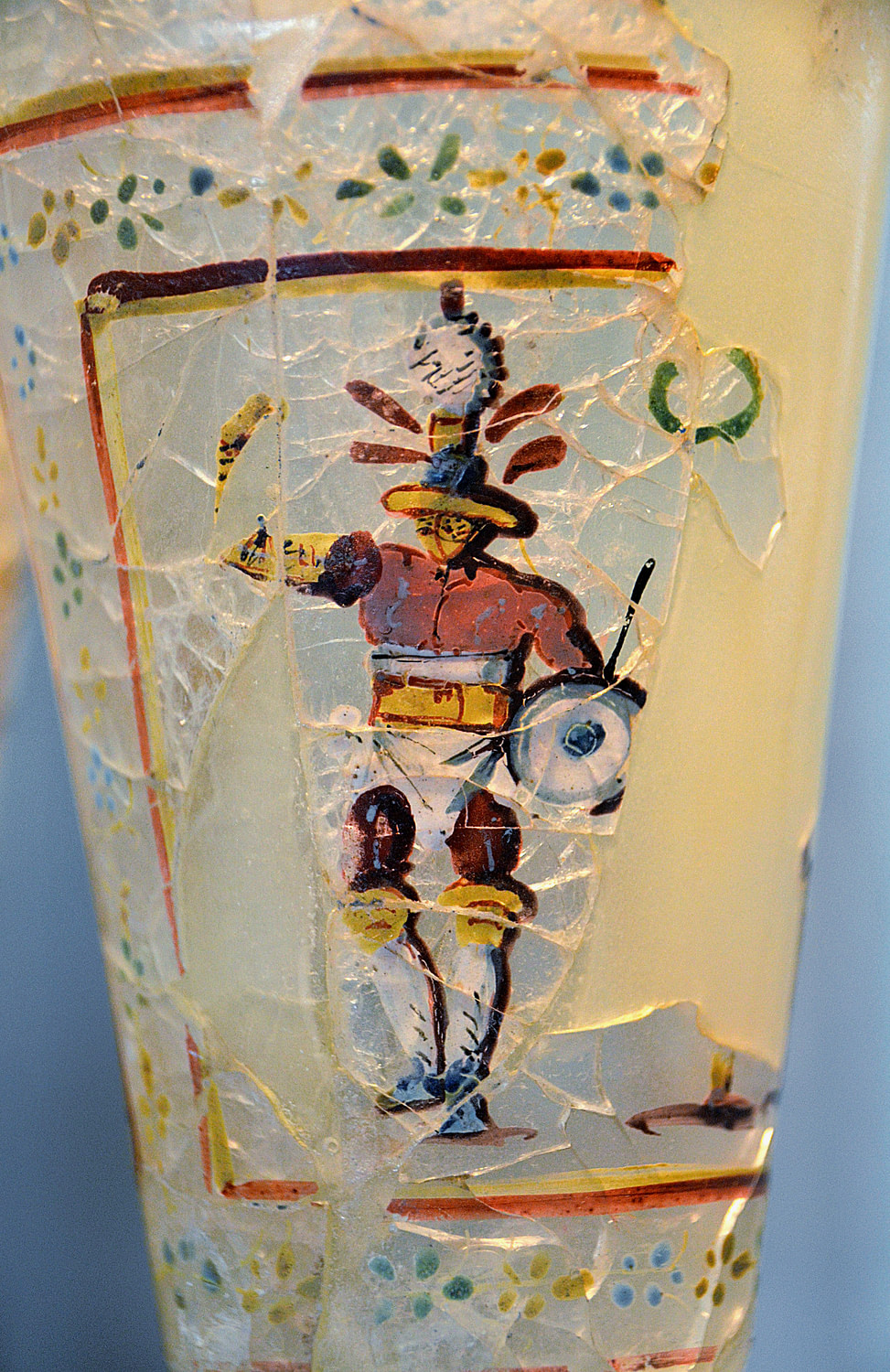 Glass with Painting of a Gladiator - World History Encyclopedia