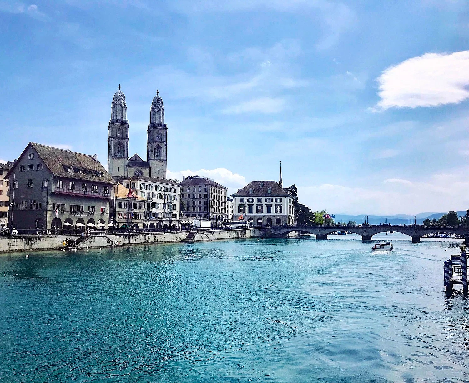 Grossmünster and Wasserkirche across the Limmat, Zurich