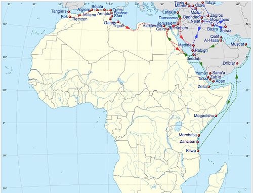 Map of Ibn Battuta's Travels, 1325-32 CE